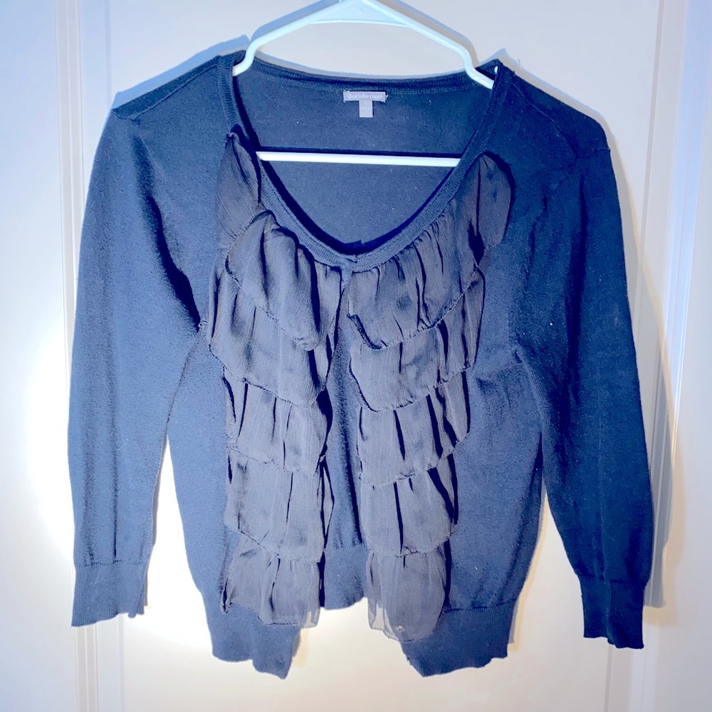 4/$20 Navy Ruffled Sweater + Scrunchie